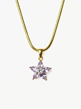 18k Gold Snake Chain Necklace with Tanzanite Pendant